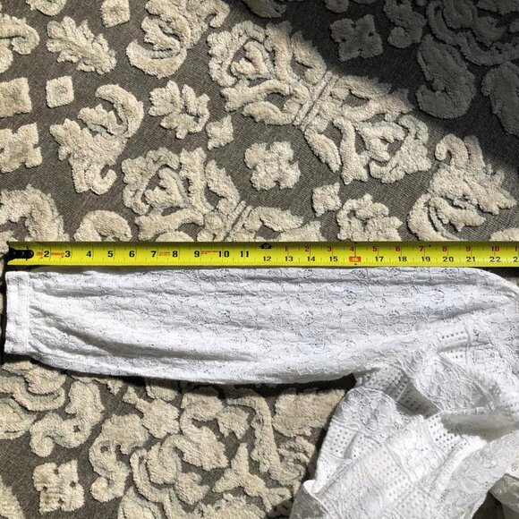 KYRA, white, lace, half wrap-front, blouse with tie up waist, Size Small - Picture 7 of 7